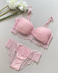 Bridal Lace Bow Style Too Soft & Comfy Adjustable Straps Back Closure Bridal Padded Bra Panty Set