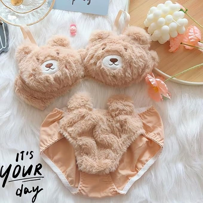 New High Quality Anime Soft Plushies Design Bra & Panty Set
