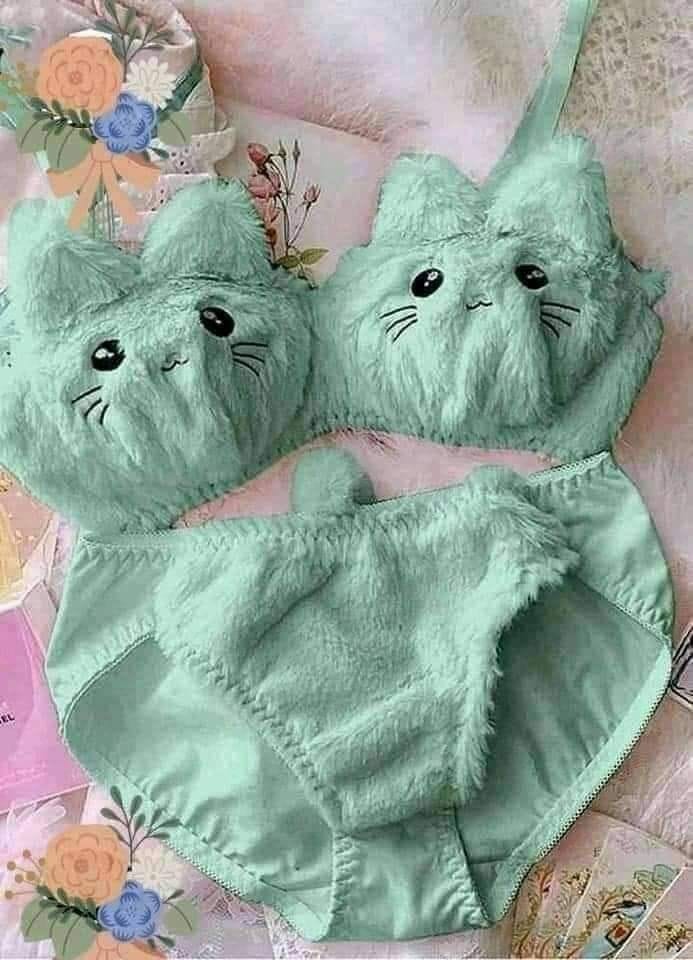 New High Quality Anime Soft Plushies Design Bra & Panty Set
