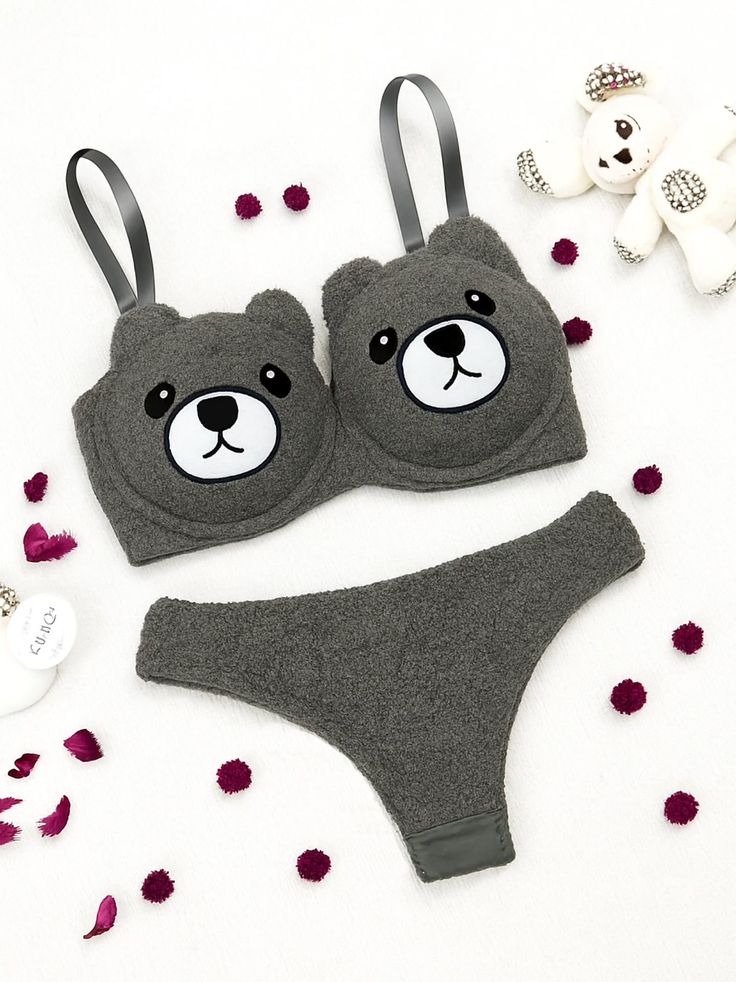 New High Quality Anime Soft Plushies Design Bra & Panty Set