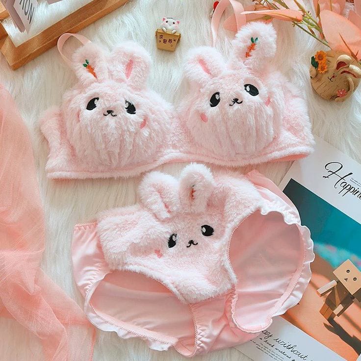 New High Quality Anime Soft Plushies Design Bra & Panty Set