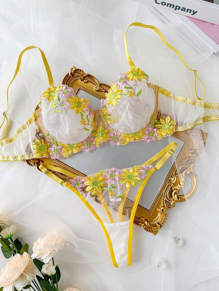 Sweet Flower Floral Pushup Summer Set with pantie. Pack of 3