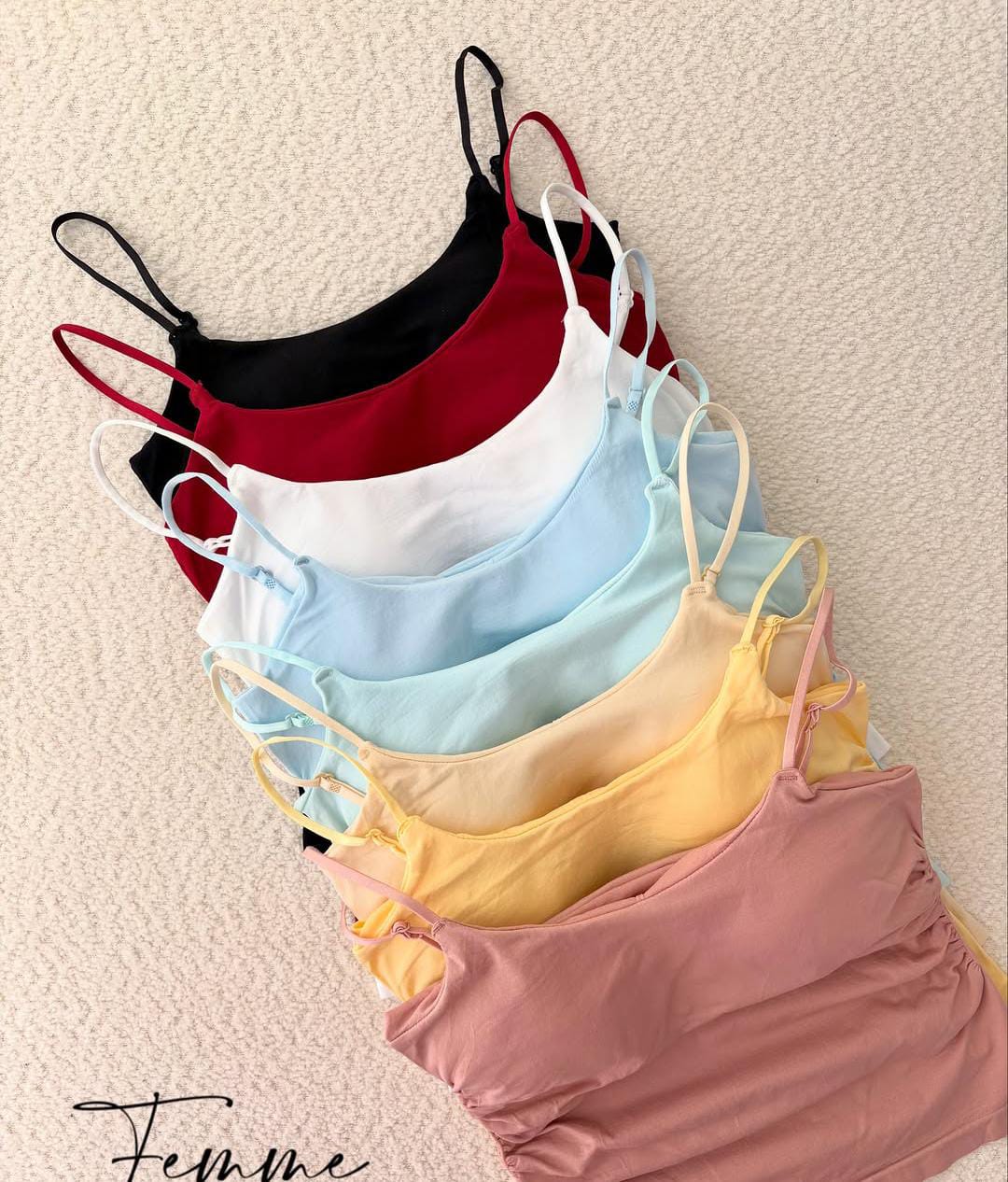 (Pack of 3) New Plain Soft Padded Spaghetti Top For Girls